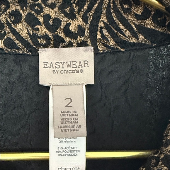 Chico's Chic Black & Bronze Foil Patterned Swing Easywear Jacket - Picture 2 of 9